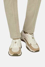 Sneaker Storm aus Leder und technischem Gewebe, Beige, thumb, 2