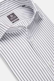 Camisa De Rayas De Algodón Dobby Regular Fit, marrón, hi-res