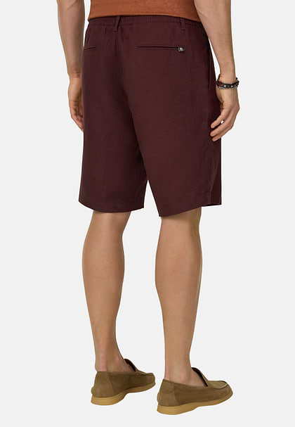 Bermudas in Linen, Burgundy, hi-res