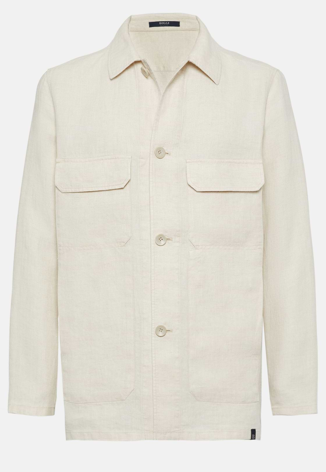 Linen Shirt Jacket, Cream, hi-res