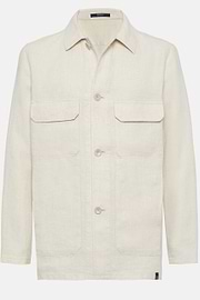 Linen Shirt Jacket, Cream, hi-res