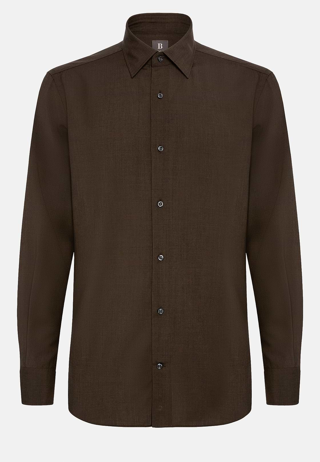 Regular Fit Wool Shirt, Brown, hi-res