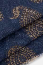 Scarf with Macro Paisley Print in Wool, Blue, thumb, 3