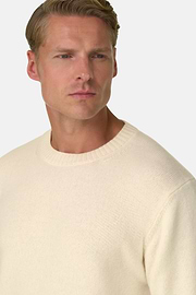 Crew Neck Jumper in Wool Blend, Offwhite, thumb, 3
