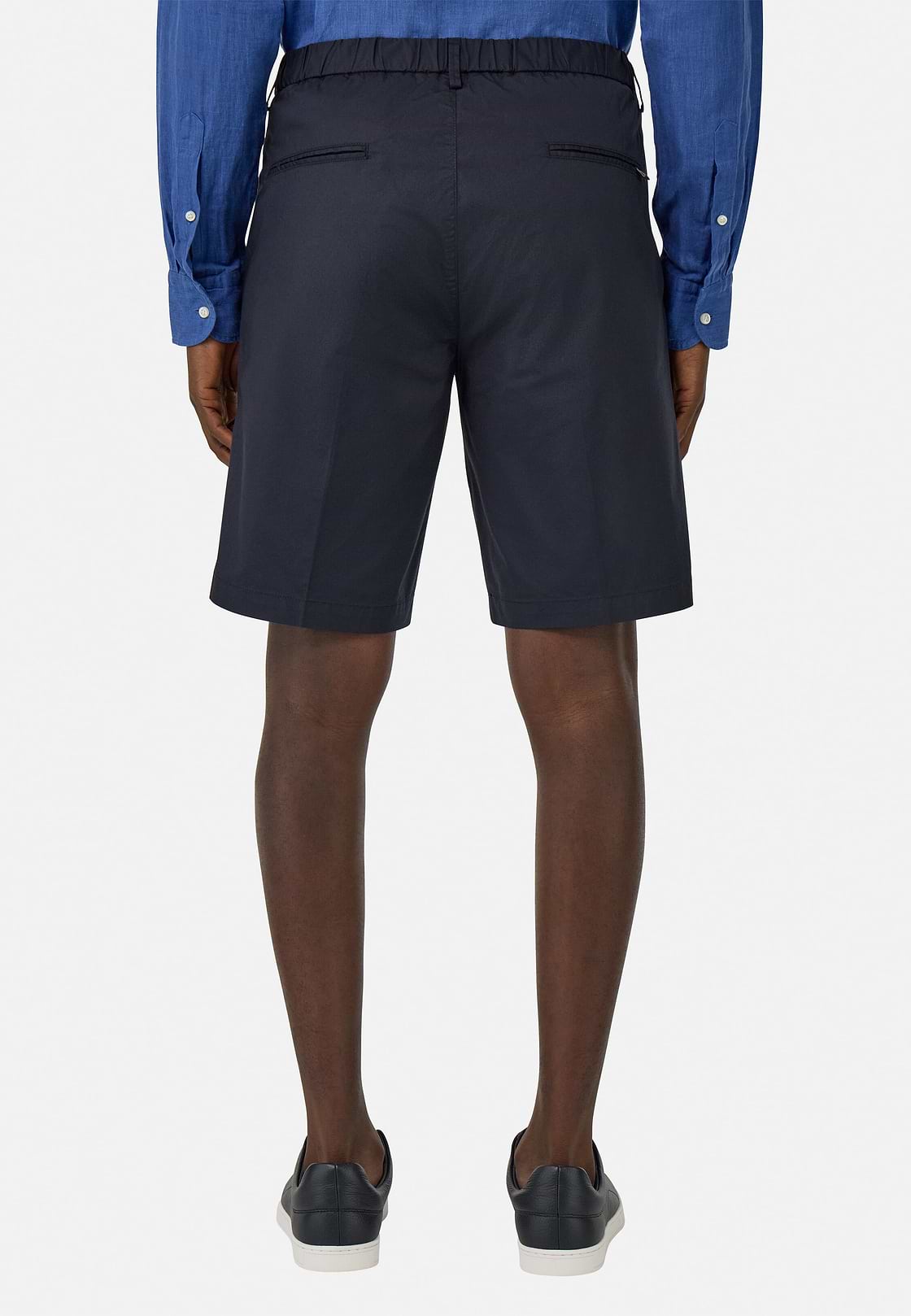Stretch Cotton Bermuda Shorts, Navy blue, hi-res