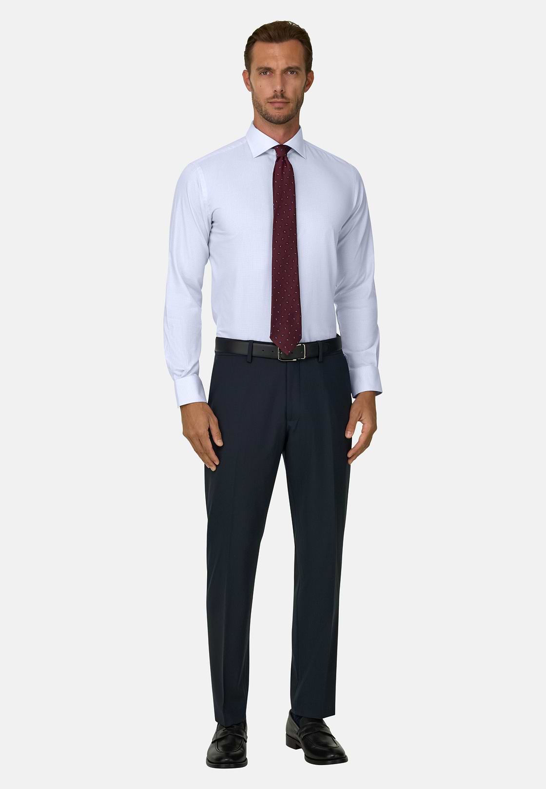 Shirt Checked Cotton Twill Regular Fit, Light Blue, hi-res, 2