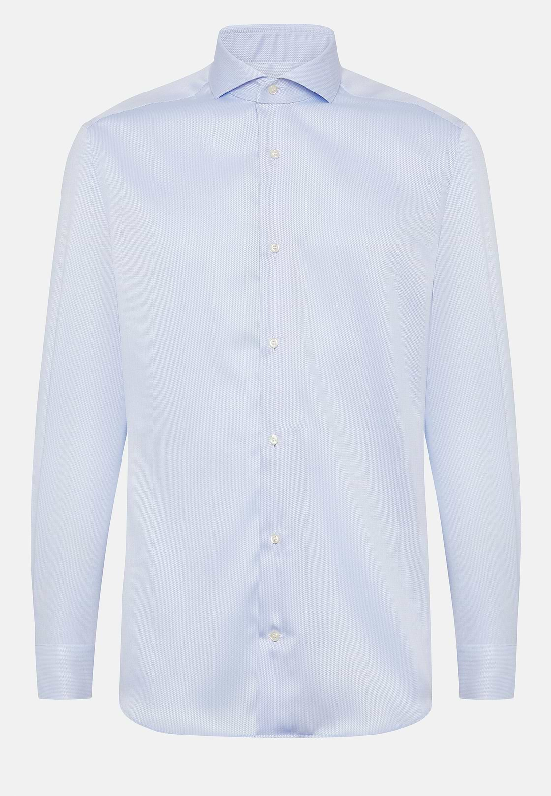 Camicia In Dobby Di Cotone Slim Fit, Azzurro, hi-res