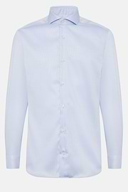 Camicia In Dobby Di Cotone Slim Fit, Azzurro, hi-res