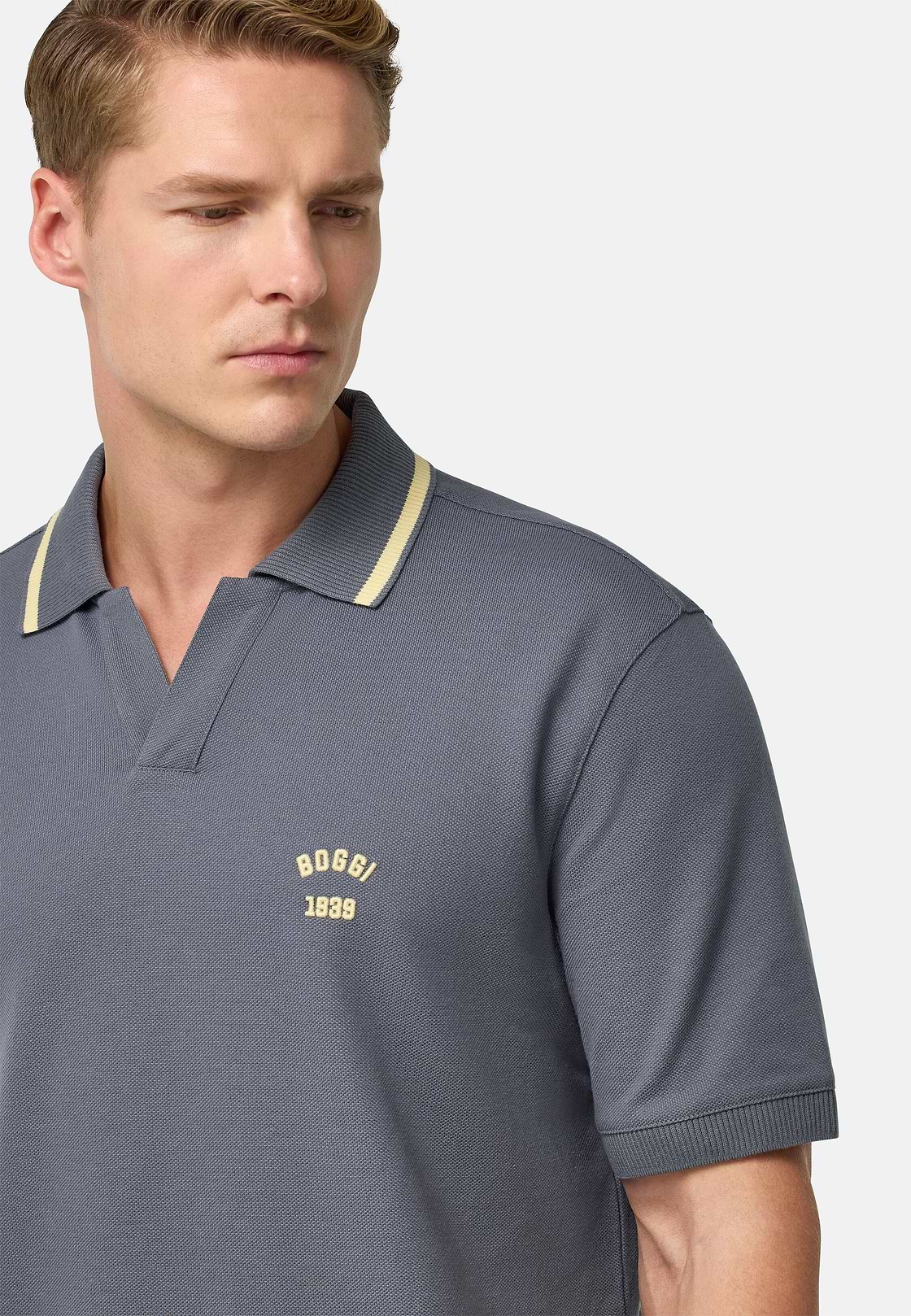 Cotton Piqué Polo Shirt, Charcoal, hi-res