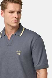 Cotton Piqué Polo Shirt, Charcoal, hi-res