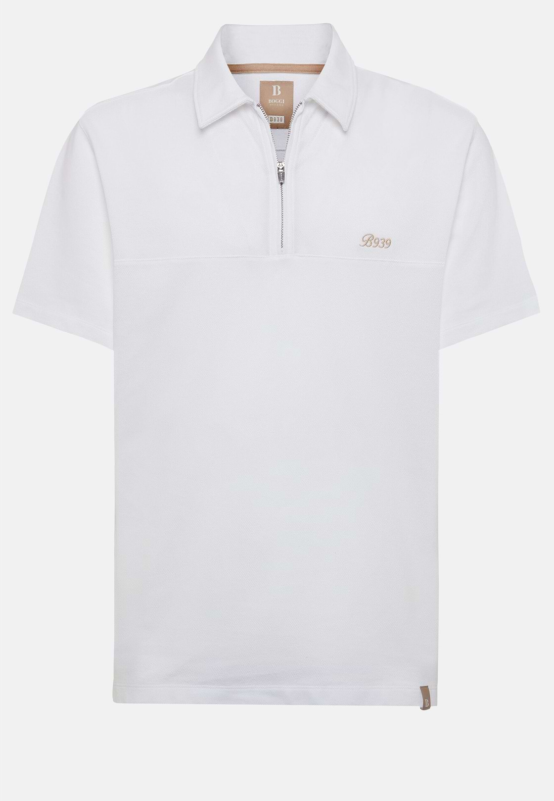 Organic Cotton Blend Piqué Polo Shirt, White, hi-res