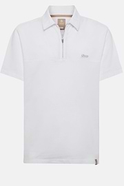 Organic Cotton Blend Piqué Polo Shirt, White, hi-res