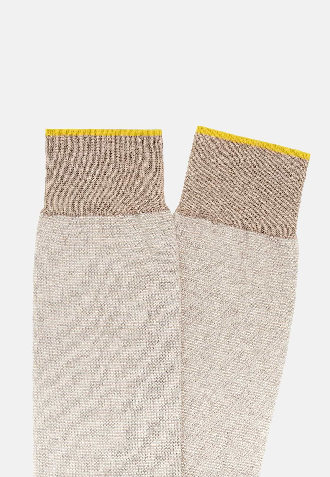 Striped Cotton Socks, Beige, hi-res