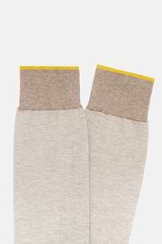 Striped Cotton Socks, Beige, hi-res