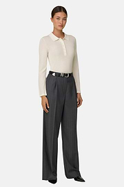 Crew Neck Jumper in Merino Wool Silk, Offwhite, thumb, 2