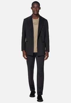 B Tech Black Double-Breasted Jacket in Stretch Nylon