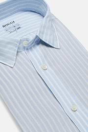 Regular Fit Sky Blue Striped Linen Tencel Shirt, Light Blue, hi-res