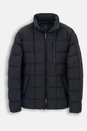 Bomber in Nylon Padded with Goose Down, Navy blue, thumb, 6