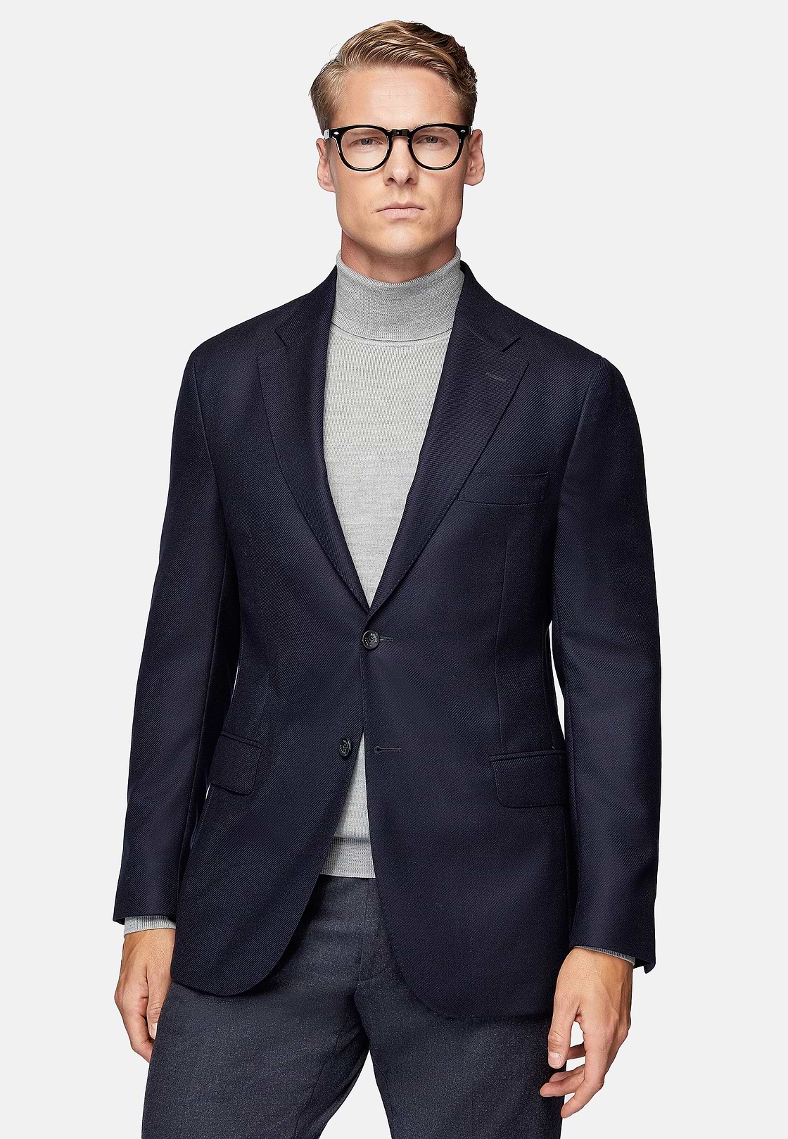 Navy Blue Jacket In Pure Wool, Navy blue, hi-res