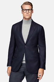 Navy Blue Jacket In Pure Wool, Navy blue, hi-res