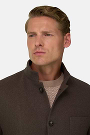 Blazer Guru Collar Padded Wool Cashmere, Brown, thumb, 3