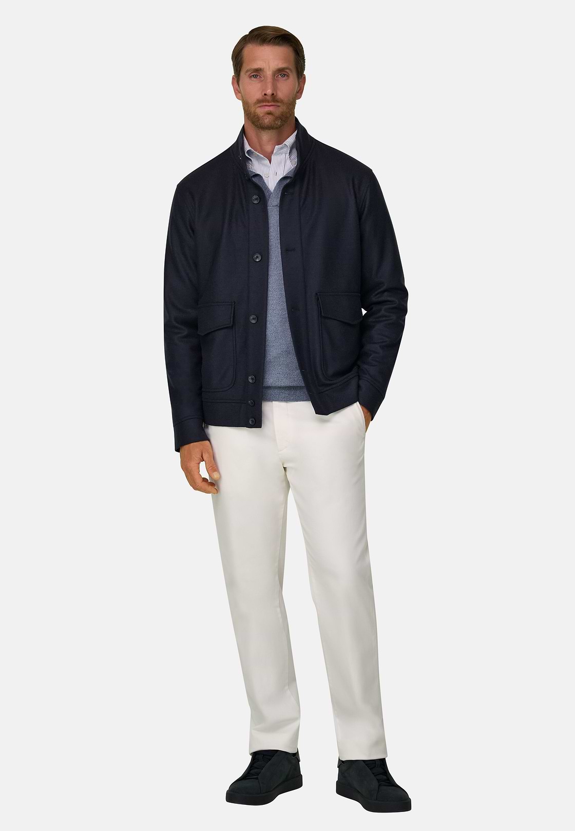 Bomber in Wool, Navy blue, hi-res, 2