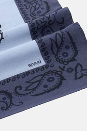Paisley Print Silk Bandana, Blue, thumb, 3