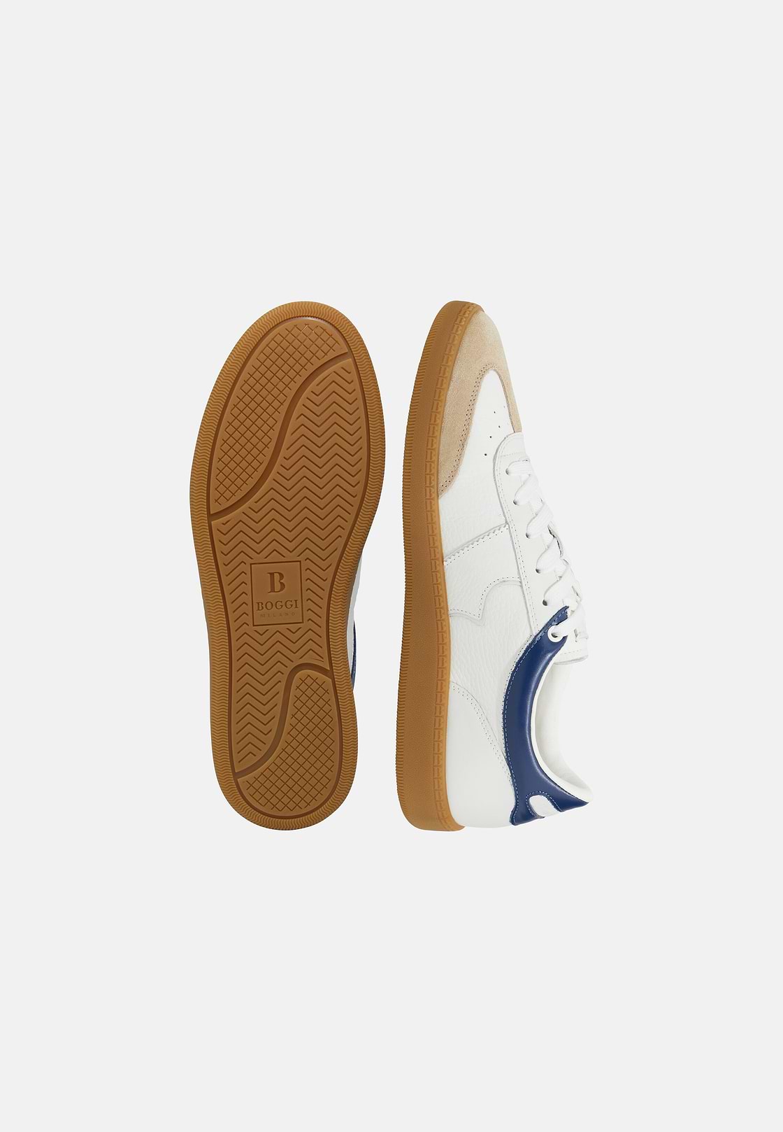 Tumbled Leather Trainers., White, hi-res