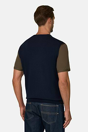 Waistcoat in Extrafine Merino Wool, Navy blue, thumb, 4