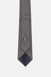 Silk Tie with Medallion Motifs, Dark Grey, hi-res