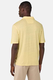 Stretch Linen Jersey Polo Shirt, Yellow, hi-res