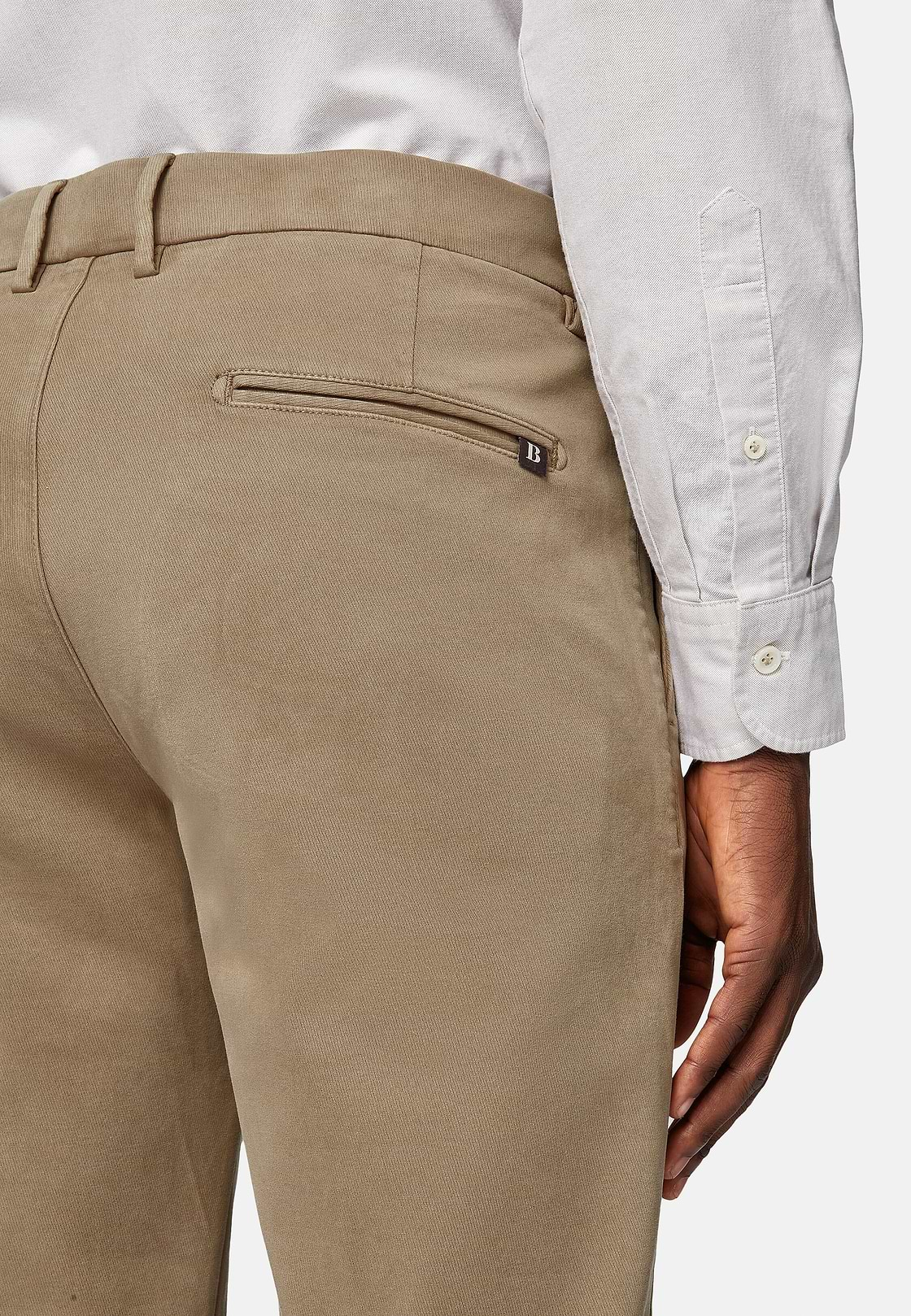 Stretch Cotton Trousers, Beige, hi-res