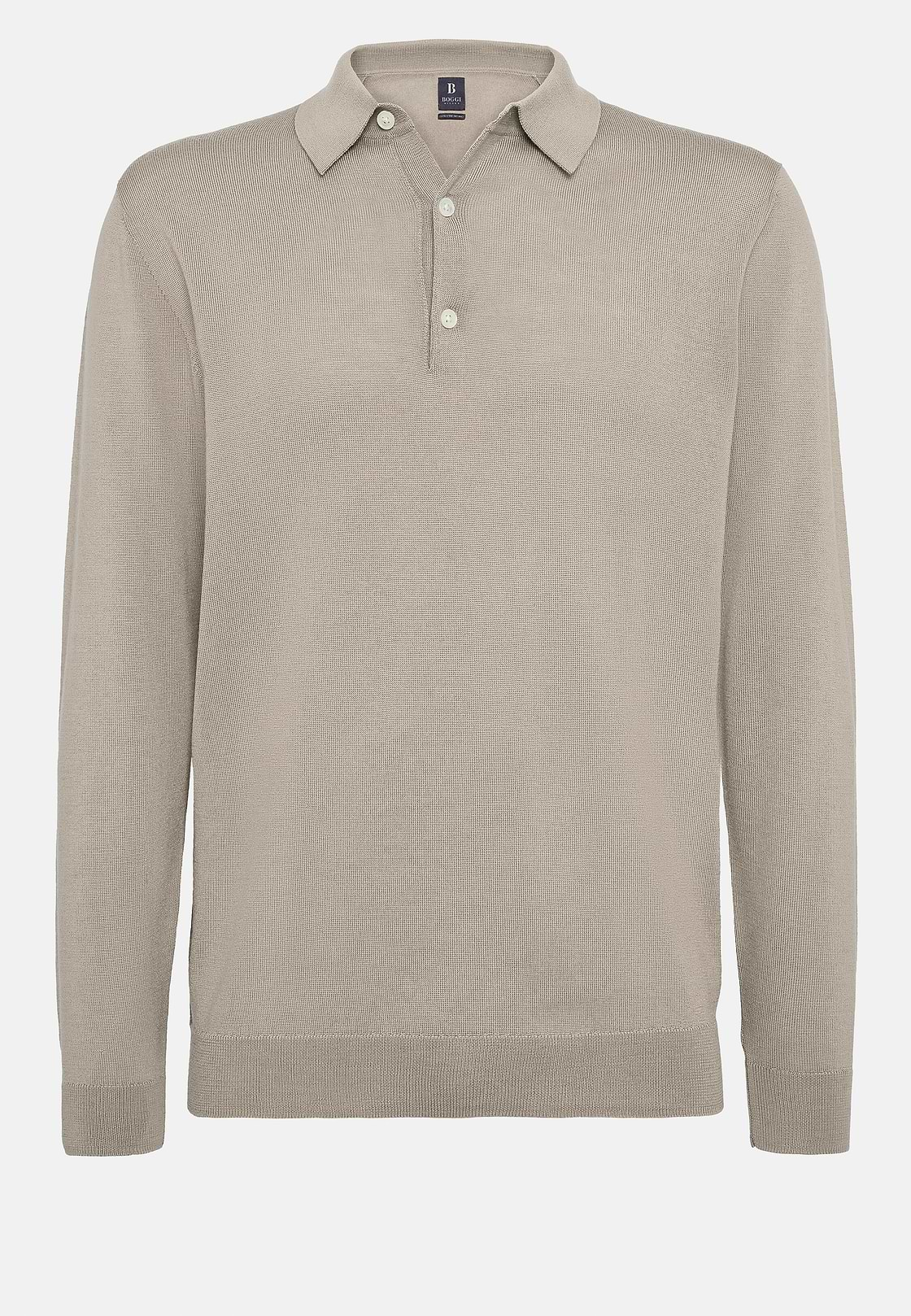 Sand Merino Wool Knitted Polo Shirt, Sand, hi-res