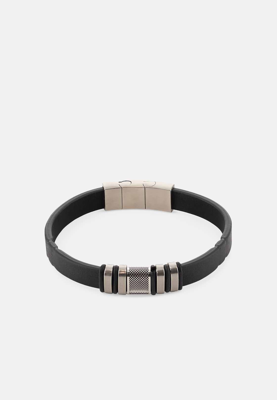 Leather Bracelet, Black, hi-res, 1