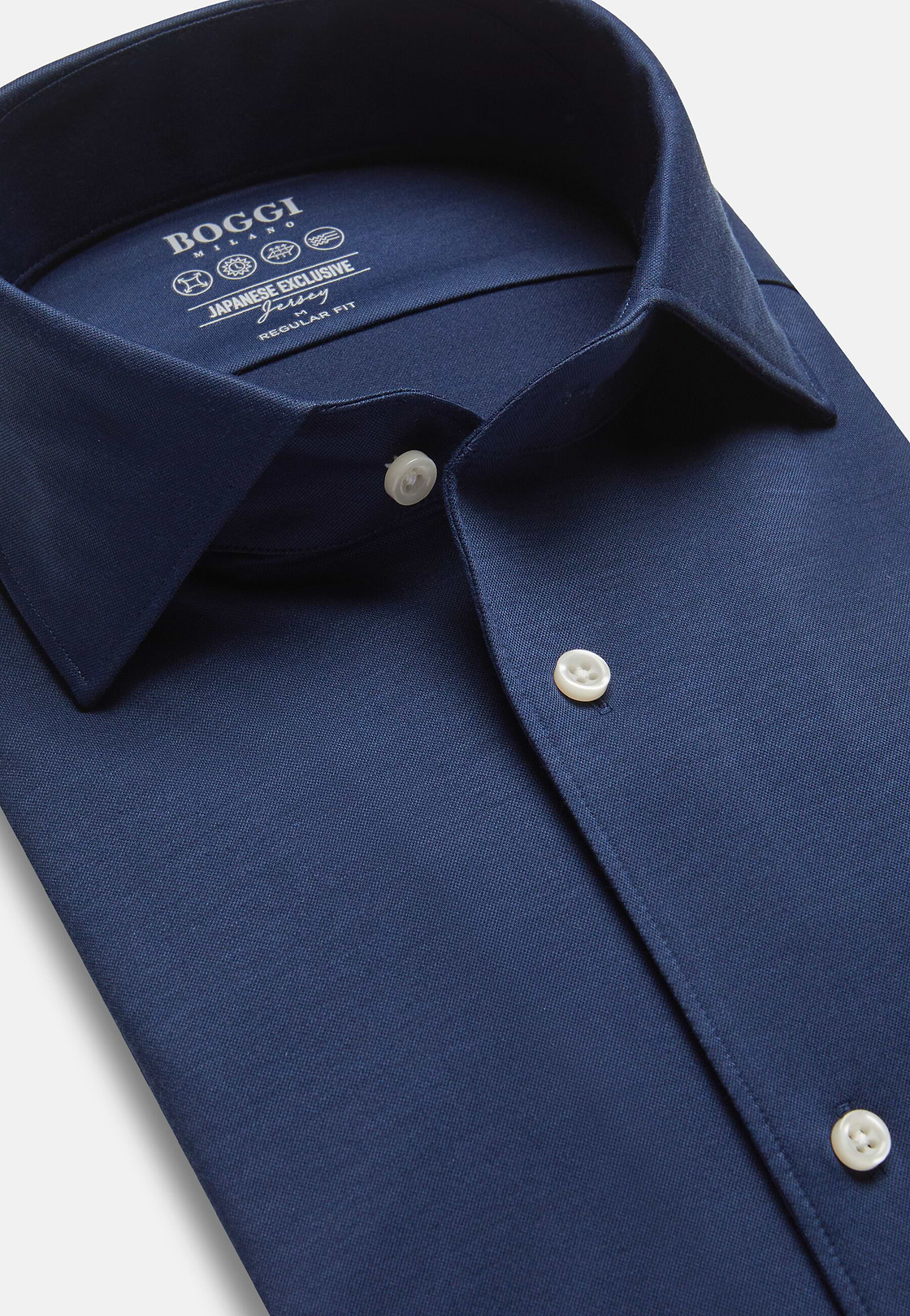 Camisa Estilo Polo De Punto Jersey Japonés Corte Regular, Azul  Marino, hi-res