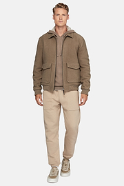 Bomber Jacket In Padded Wool, Taupe, hi-res