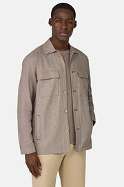 Veste Chemise en Coton et Lin, Taupe, hi-res