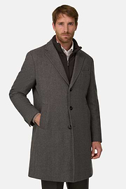 Coat in Wool with Bib, Brown, thumb, 1