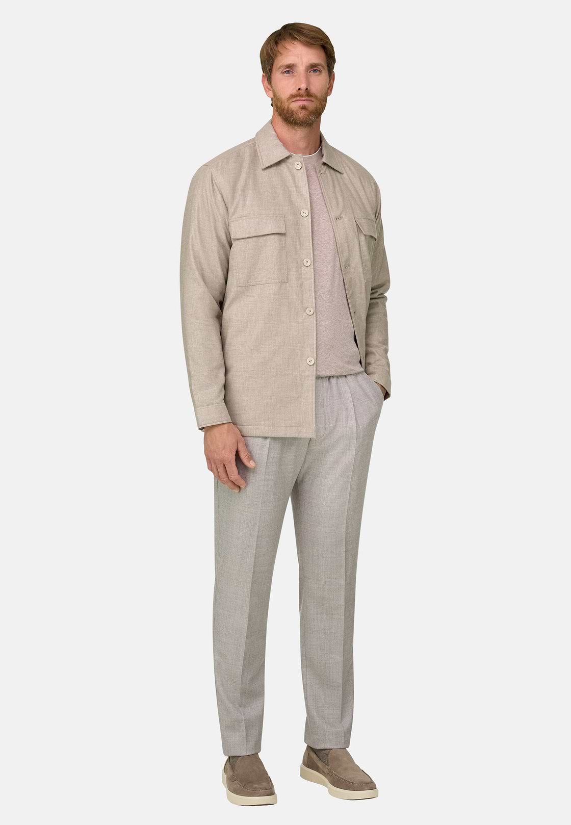 Camicia Over Imbottita in Cotone Tencel, Sabbia, hi-res, 2