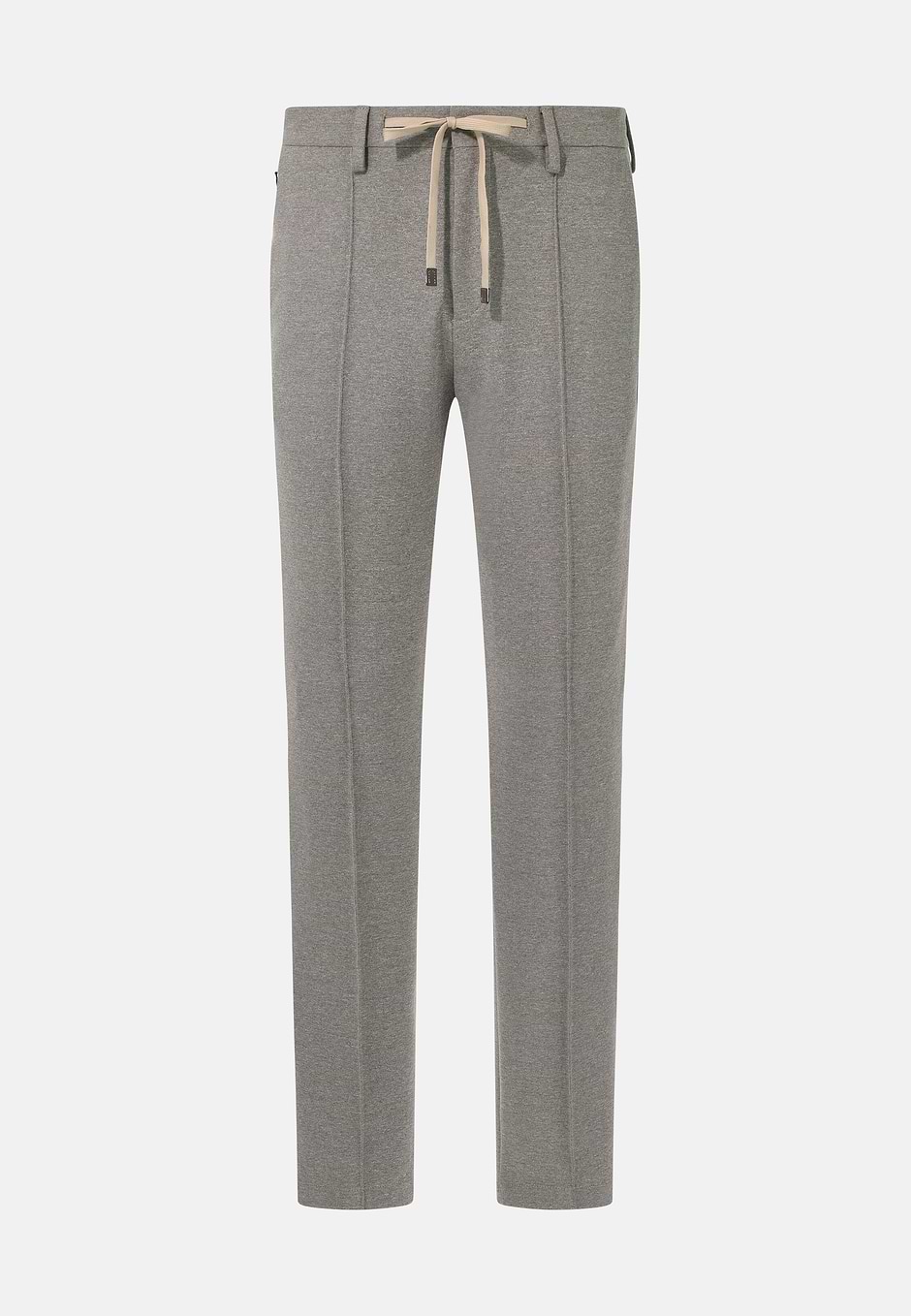 Cotton Blend Jersey Trousers, Brown, hi-res