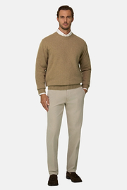 Crew Neck Jumper in Wool Blend, Beige, thumb, 2