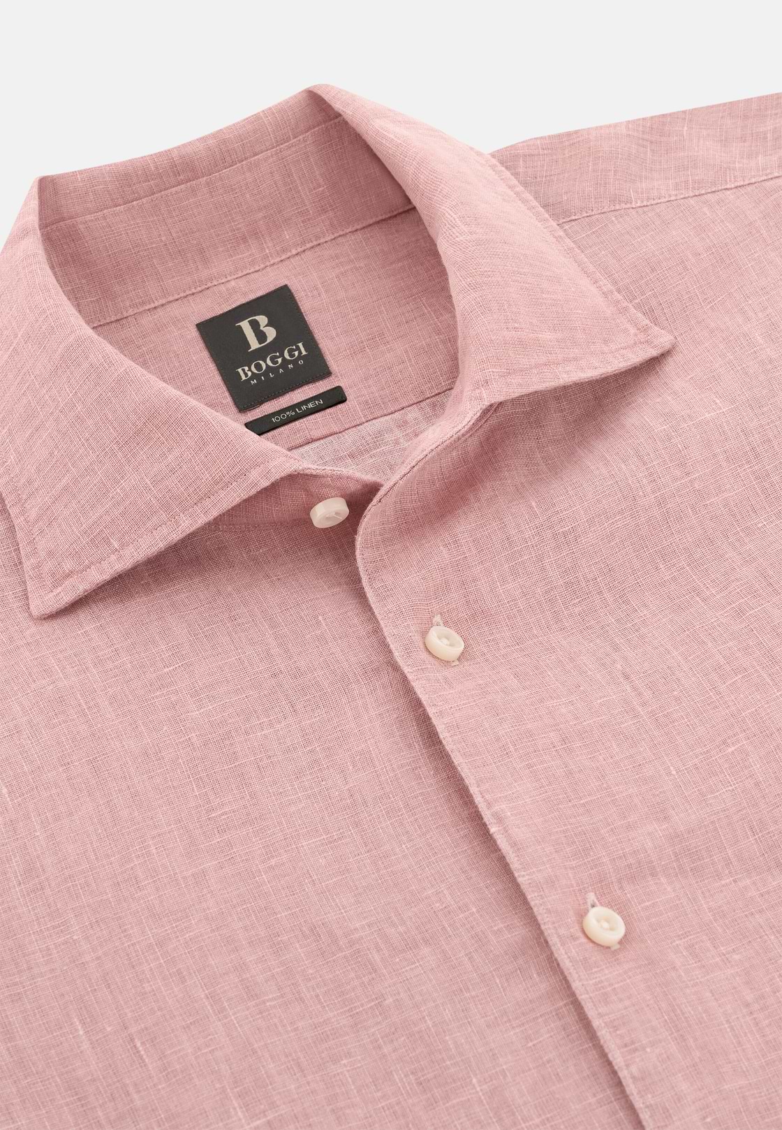 Camicia In Lino Regular Fit, Rosa, hi-res, 5