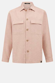 Link Shirt Jacket in Linen and Cotton, Rot, hi-res