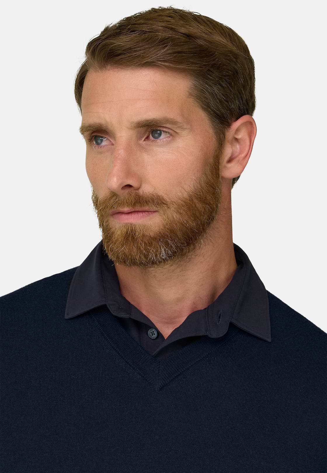 Pullover mit V-Ausschnitt aus extrafeiner Merinowolle, Navy blau, hi-res, 3