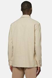 Cotton and Linen Link Shirt Jacket, Beige, hi-res