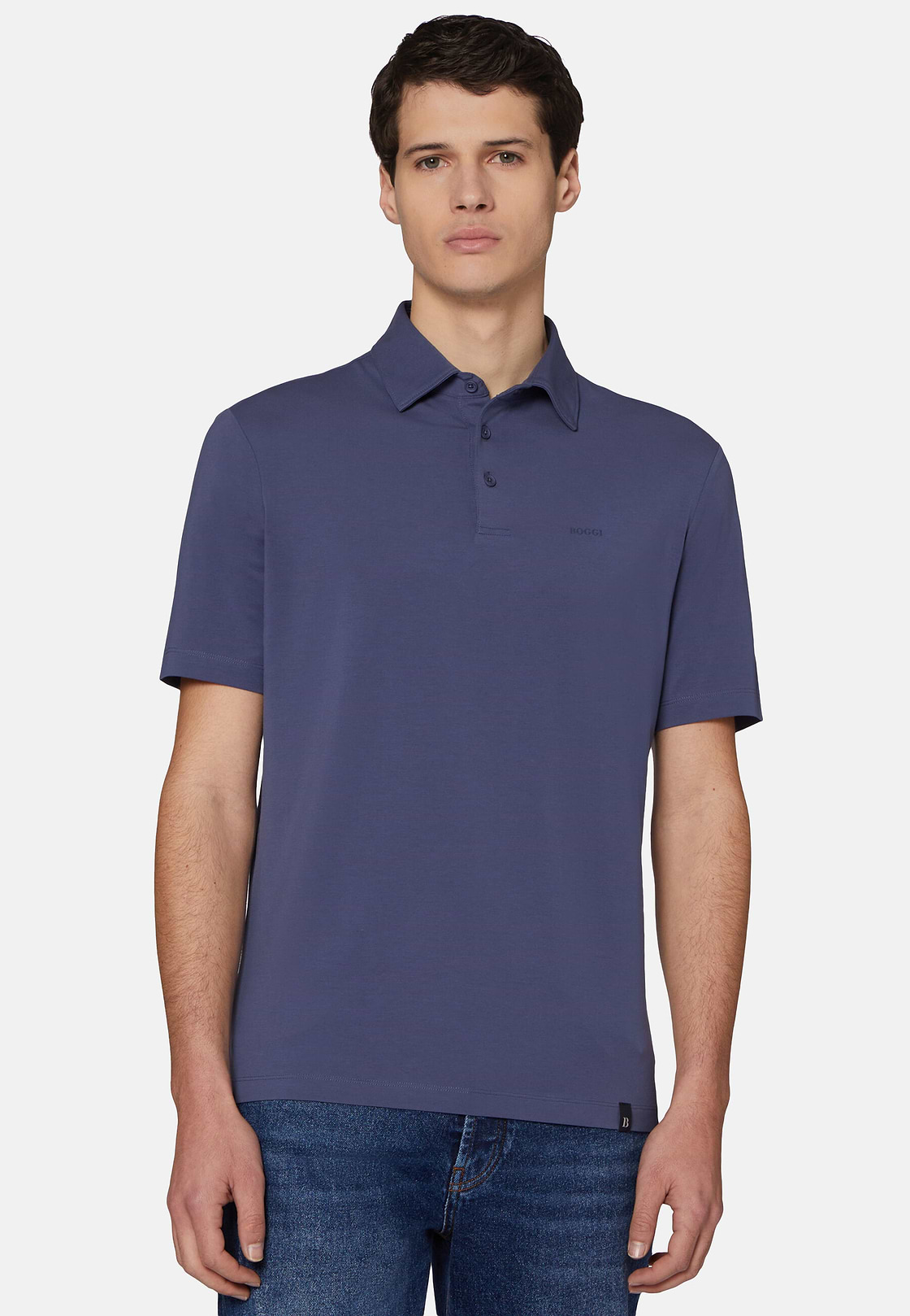 Polo En Coton Supima Stretch, Bleu, hi-res