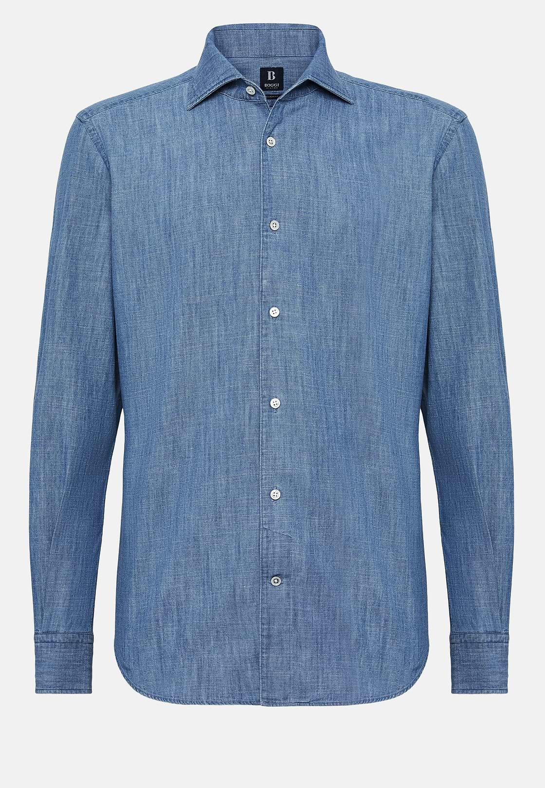 Regular Fit Cotton Denim Shirt, Indigo, hi-res