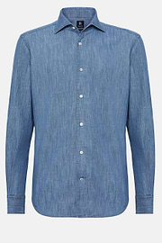 Regular Fit Cotton Denim Shirt, Indigo, hi-res