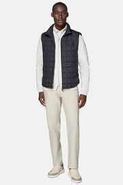 Gilet In Technical Fabric With Goose Down, Navy blue, hi-res