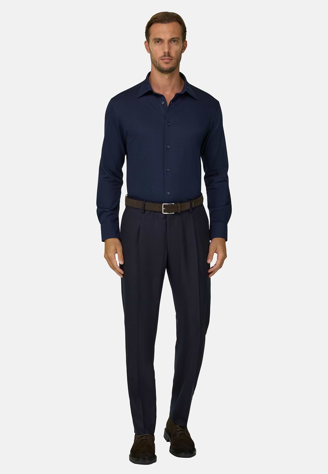 Broek van Wolflanel, Navy blue, hi-res, 2